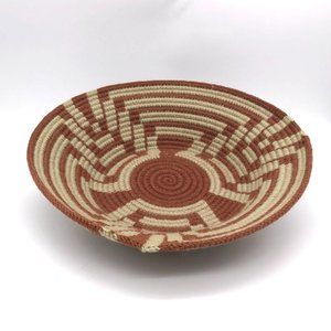 Vintage Woven Wool Basket, Moroccan Berber Centerpiece with Unique Tribal Design